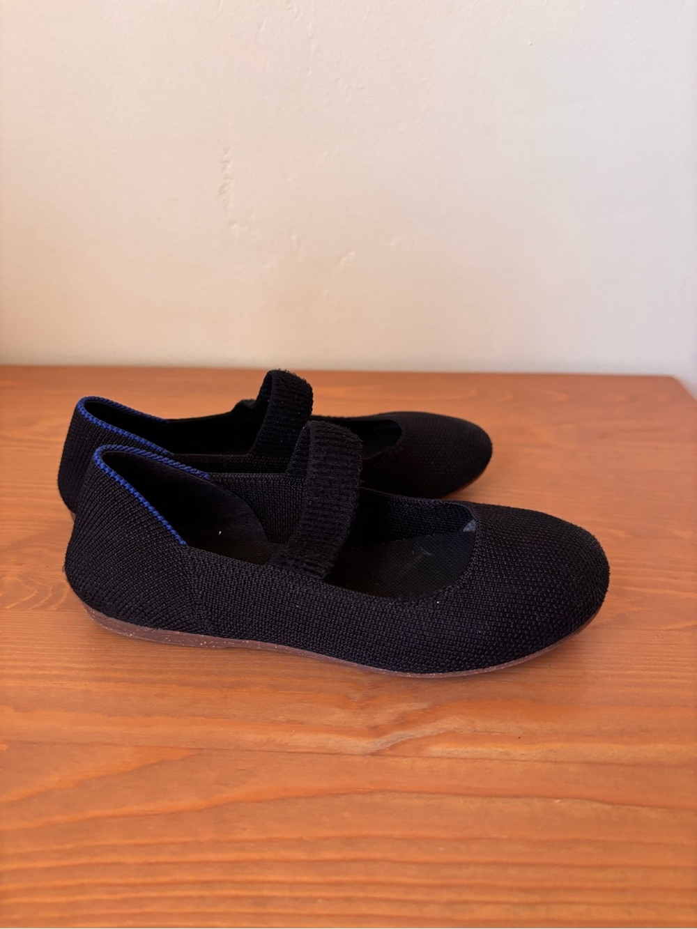 Rothy's Kids Black Knit Mary Jane with Blue Trim Girls Size 12 Little Kid - Picture 4 of 6